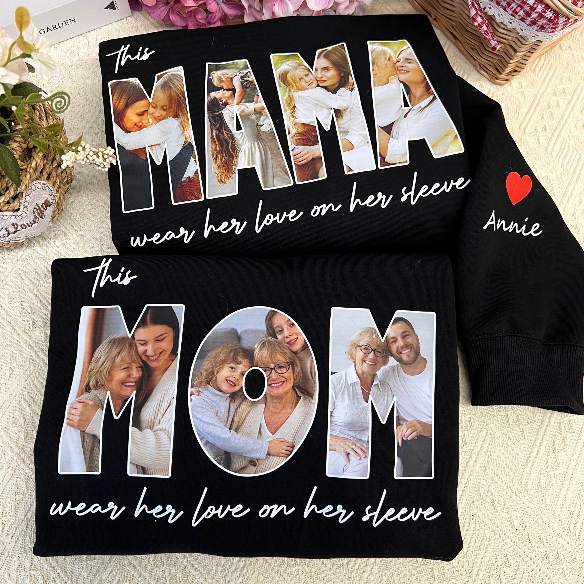 Custom This MAMA Wears Her Love On Her Sleeve Photo Sweatshirt