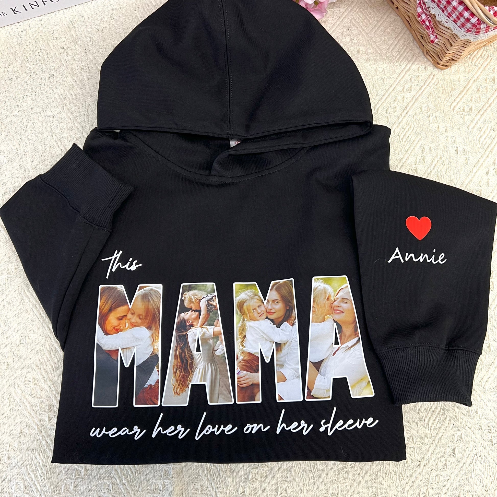 Custom This MAMA Wears Her Love On Her Sleeve Photo Sweatshirt