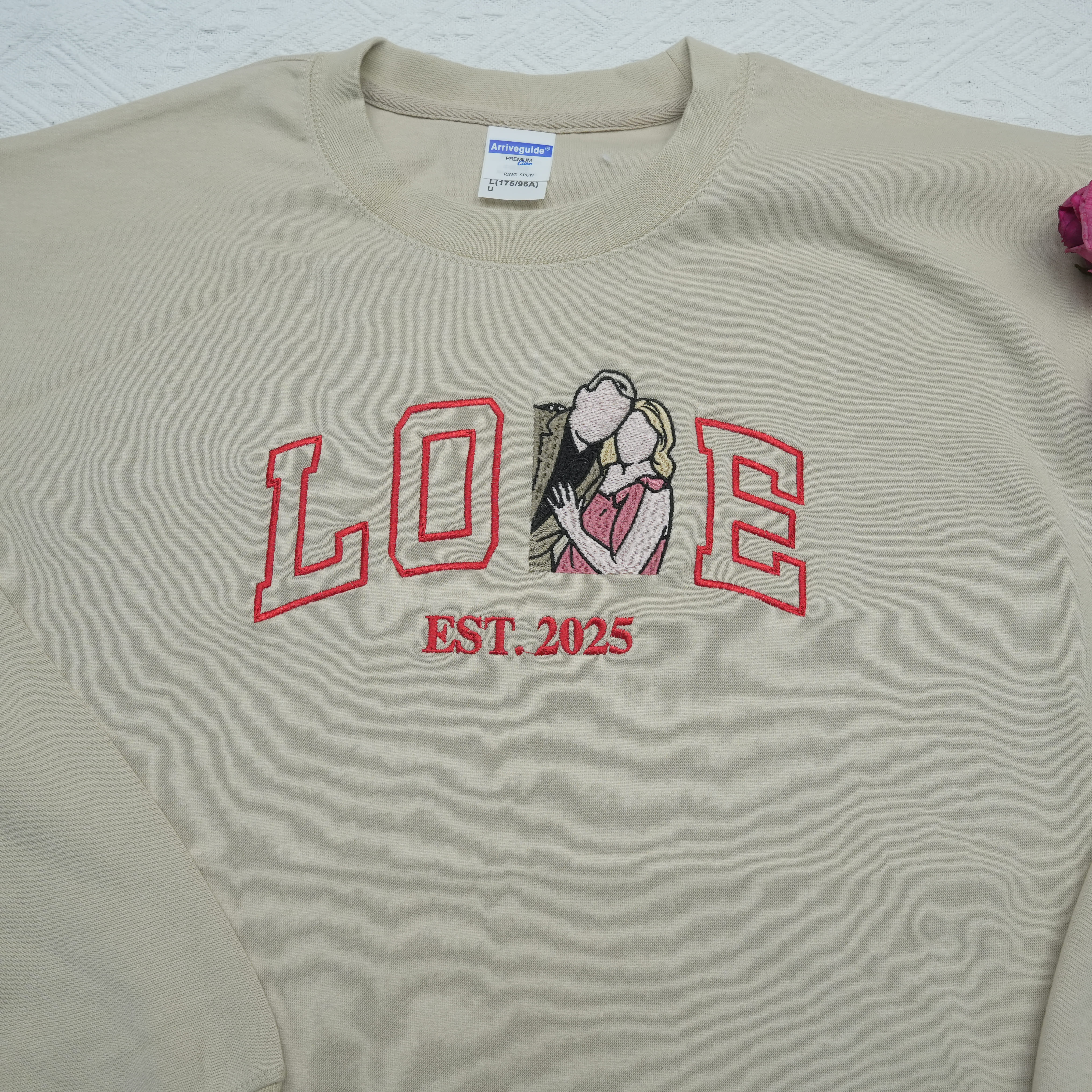 Custom Embroidered Couple Portrait Love Sweatshirt Hoddie For Valentine