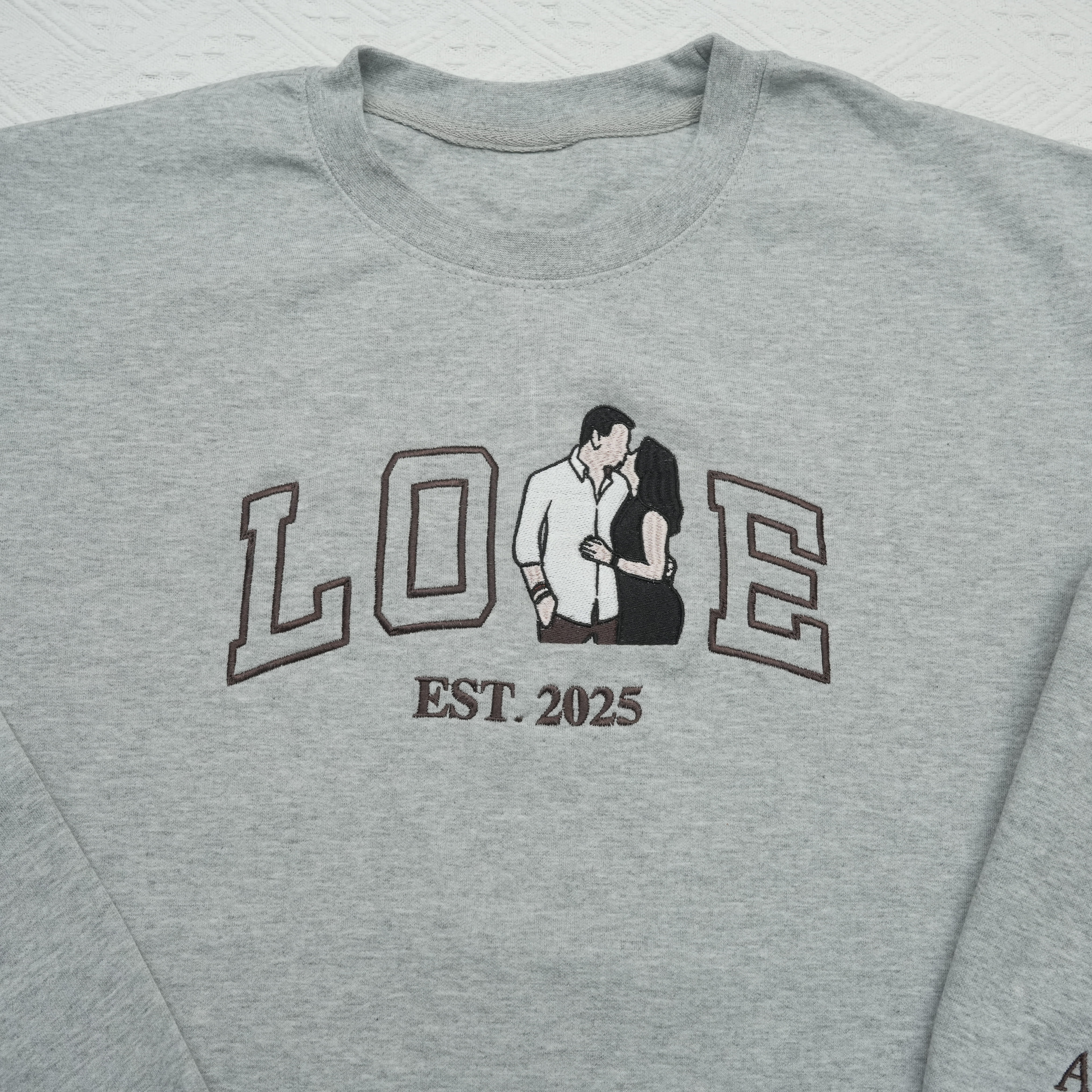 Custom Embroidered Couple Portrait Love Sweatshirt Hoddie For Valentine