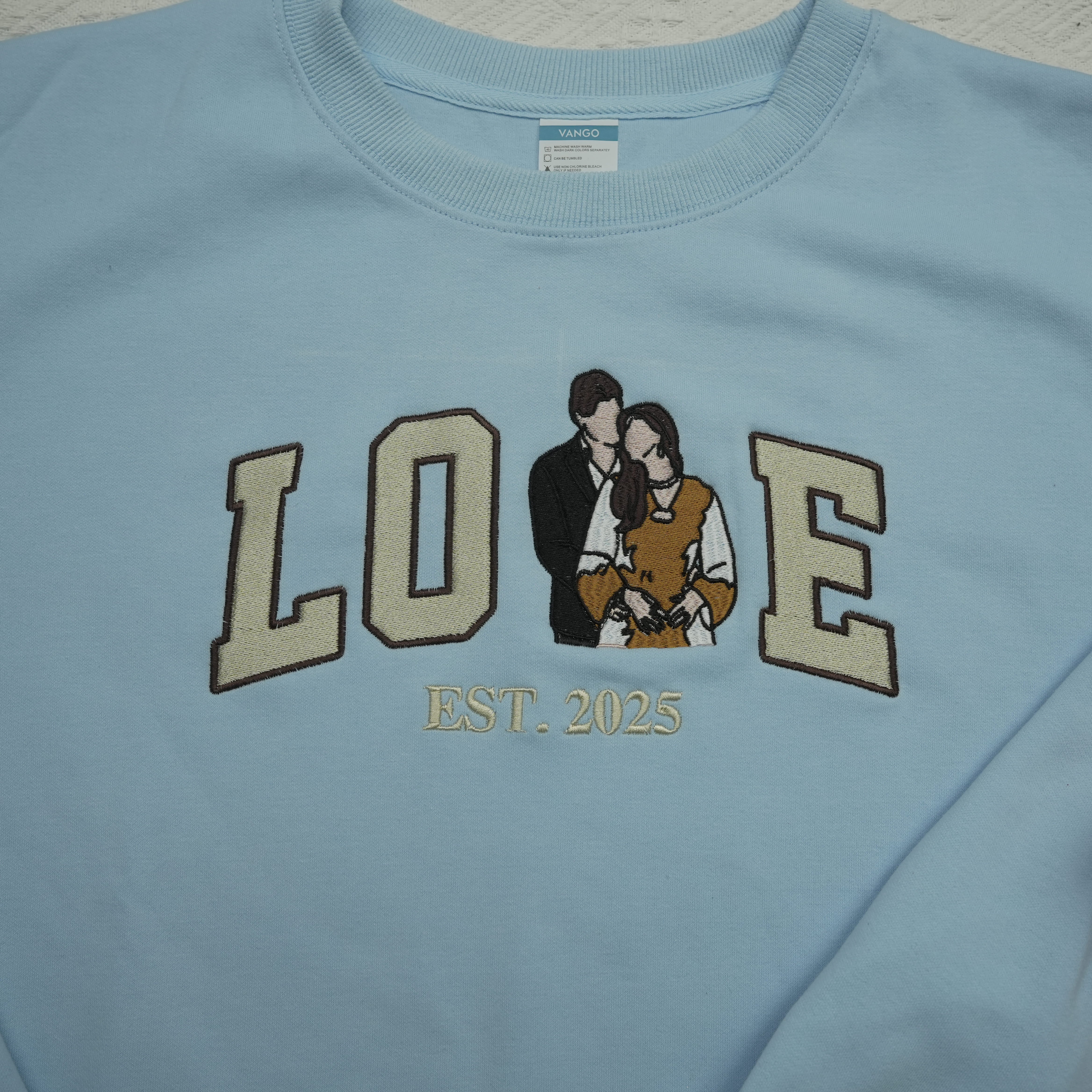 Custom Embroidered Couple Portrait Love Sweatshirt Hoddie For Valentine