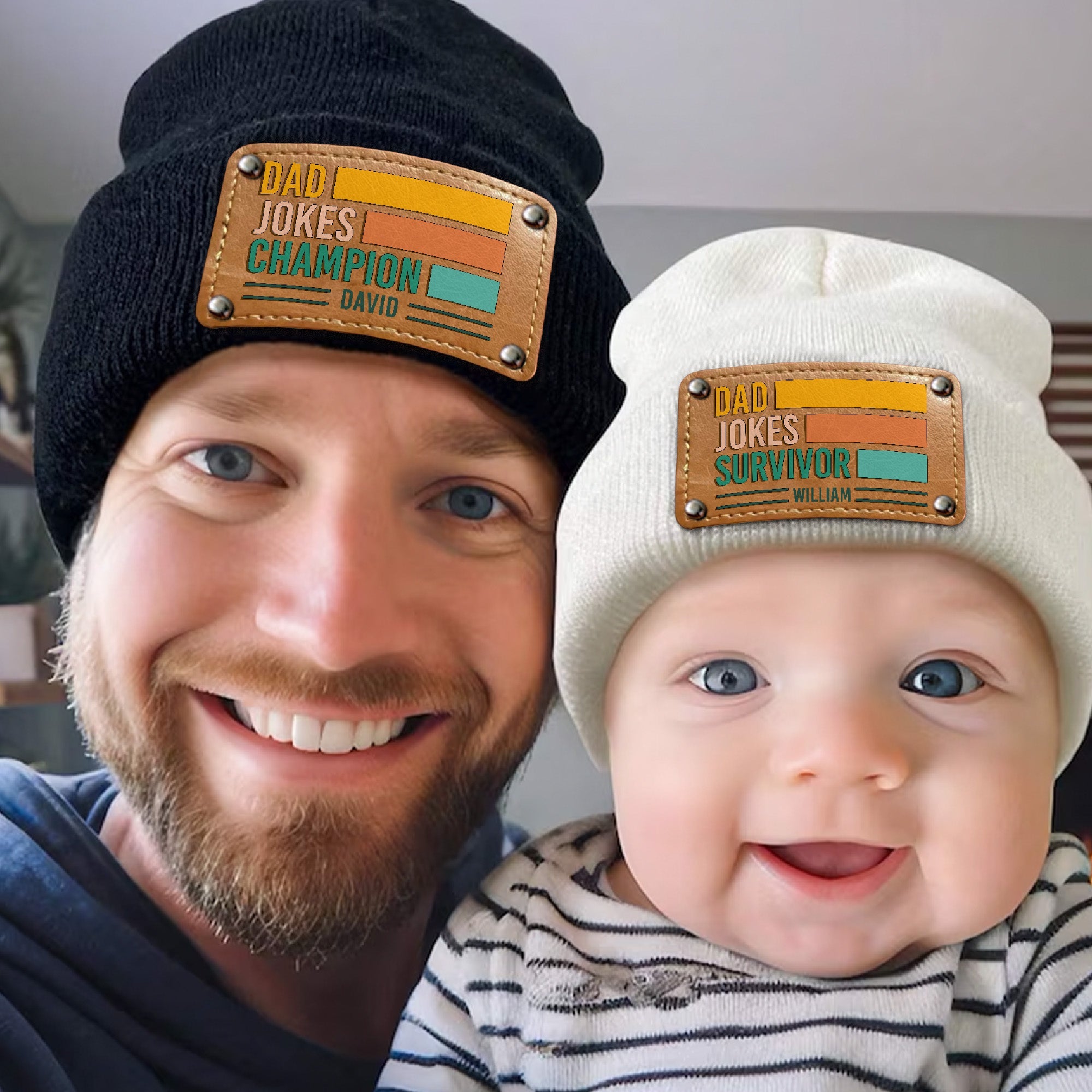 Daddy And Me Matching Dad Jokes Survivor Funny - Personalized Beanie