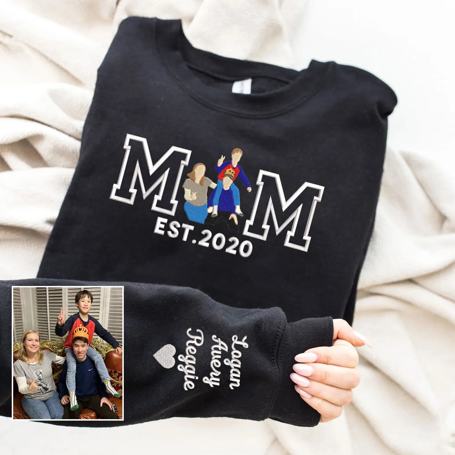 Personalized Embroidery Caricature Family Custom Hoodie/Sweatshirt