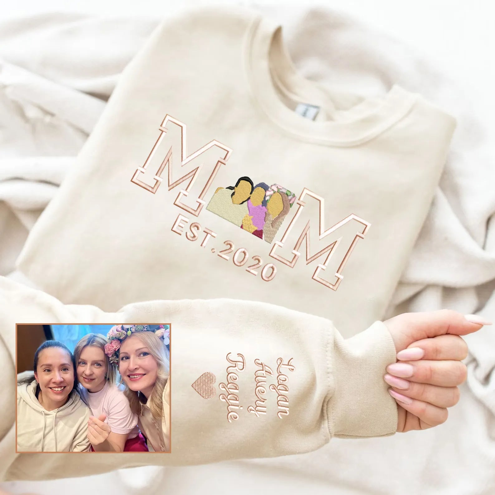 Personalized Embroidery Caricature Family Custom Hoodie/Sweatshirt
