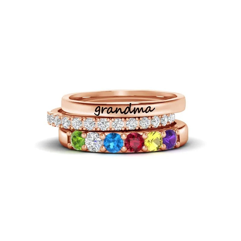 FOR GRANDMA/MAMA-CUSTOM WITH GRANDKIDS' BIRTHSTONES RING