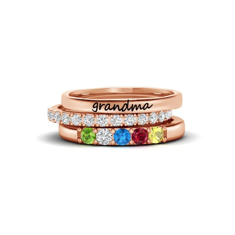 FOR GRANDMA/MAMA-CUSTOM WITH GRANDKIDS' BIRTHSTONES RING