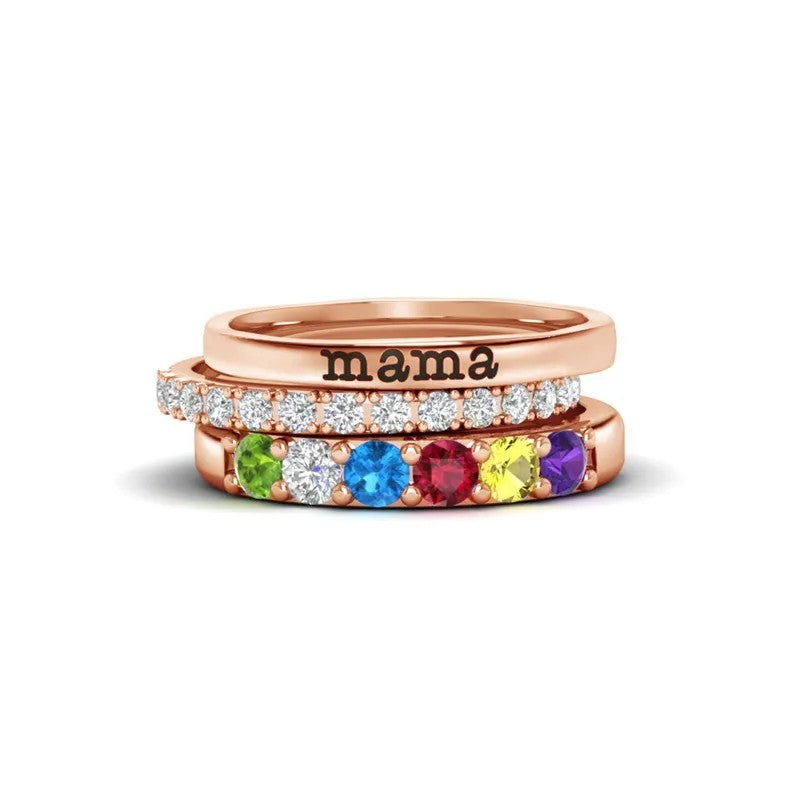 FOR GRANDMA/MAMA-CUSTOM WITH GRANDKIDS' BIRTHSTONES RING