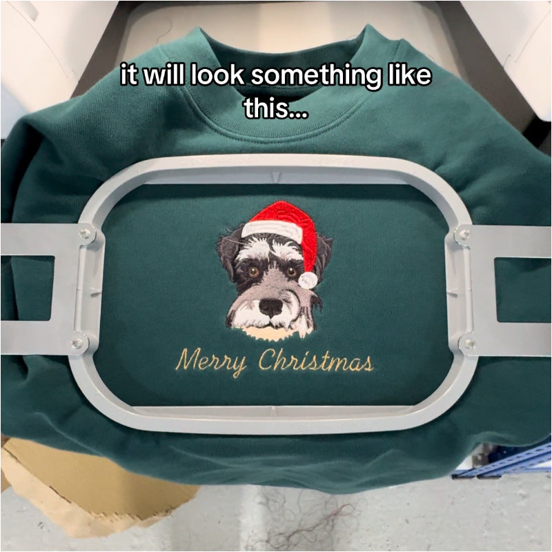 Embroidered Pet Portrait Organic Christmas Jumper Sweatshirt