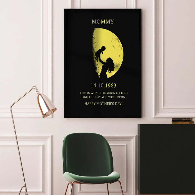 The Day You Were Born Gift - Personalized Moon Phase Wall Art Gift - Mother's Day Gift (Customized free)