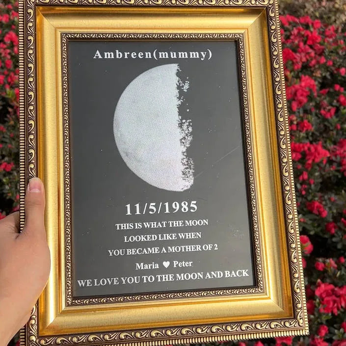 Custom Couple Art Frame/ REAL MOON PHASE - For Memory Gift (Customized free)