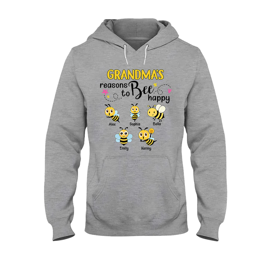 Grandma's Reasons To Bee Happy Personalized Bee T-shirt Hoodie