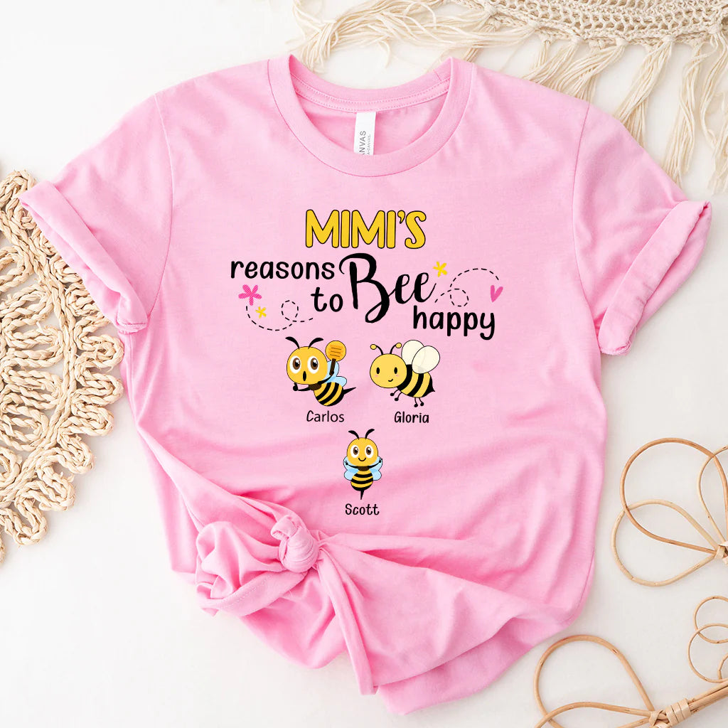 Grandma's Reasons To Bee Happy Personalized Bee T-shirt Hoodie