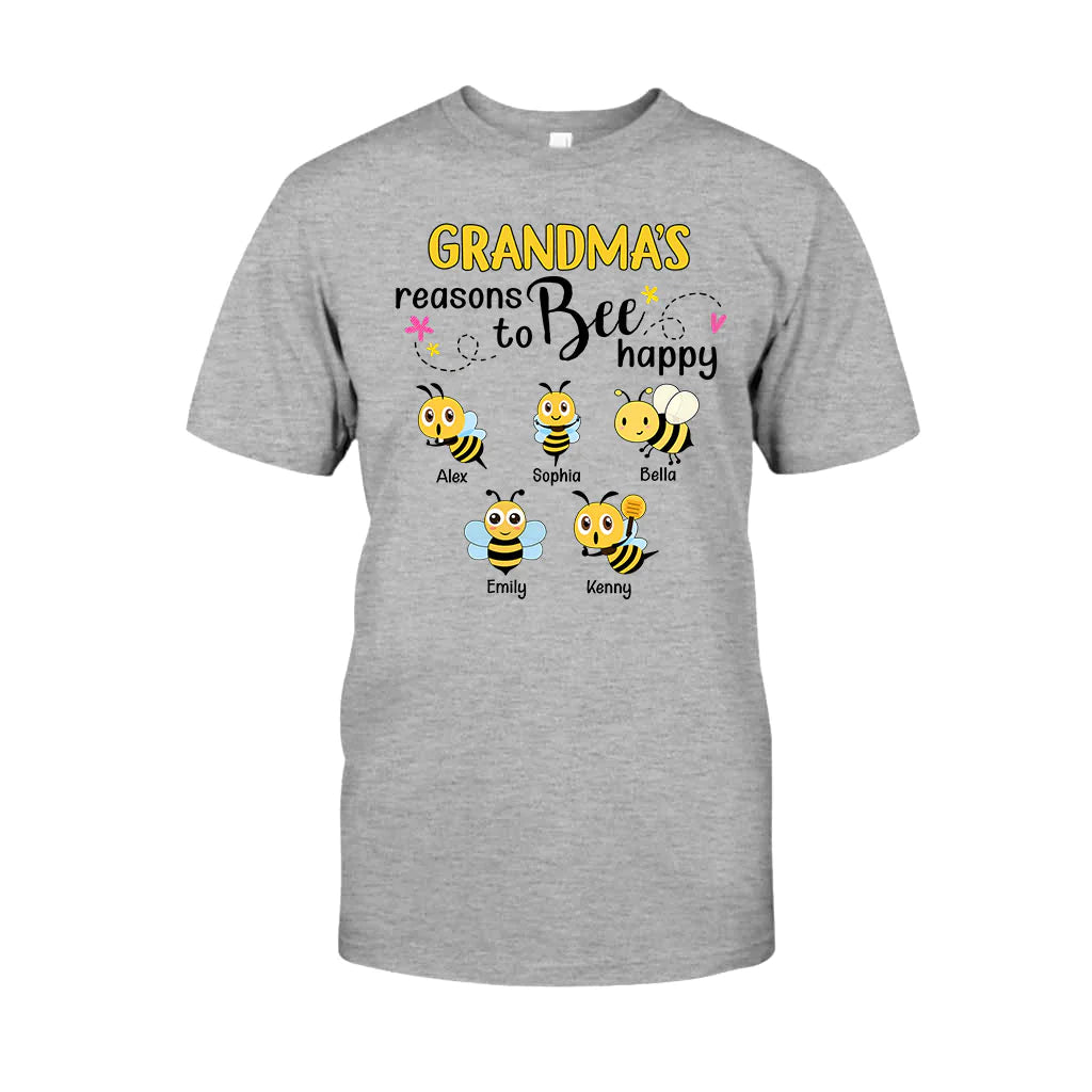 Grandma's Reasons To Bee Happy Personalized Bee T-shirt Hoodie