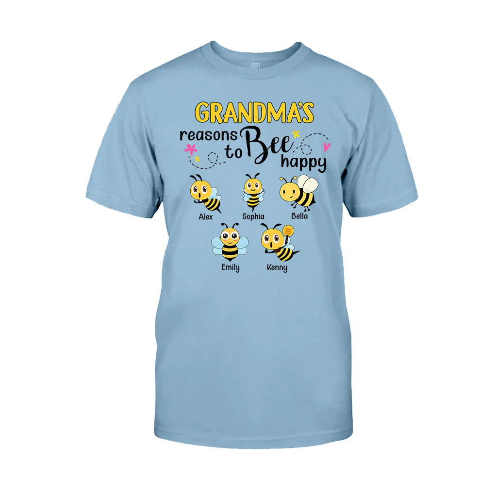 Grandma's Reasons To Bee Happy Personalized Bee T-shirt Hoodie