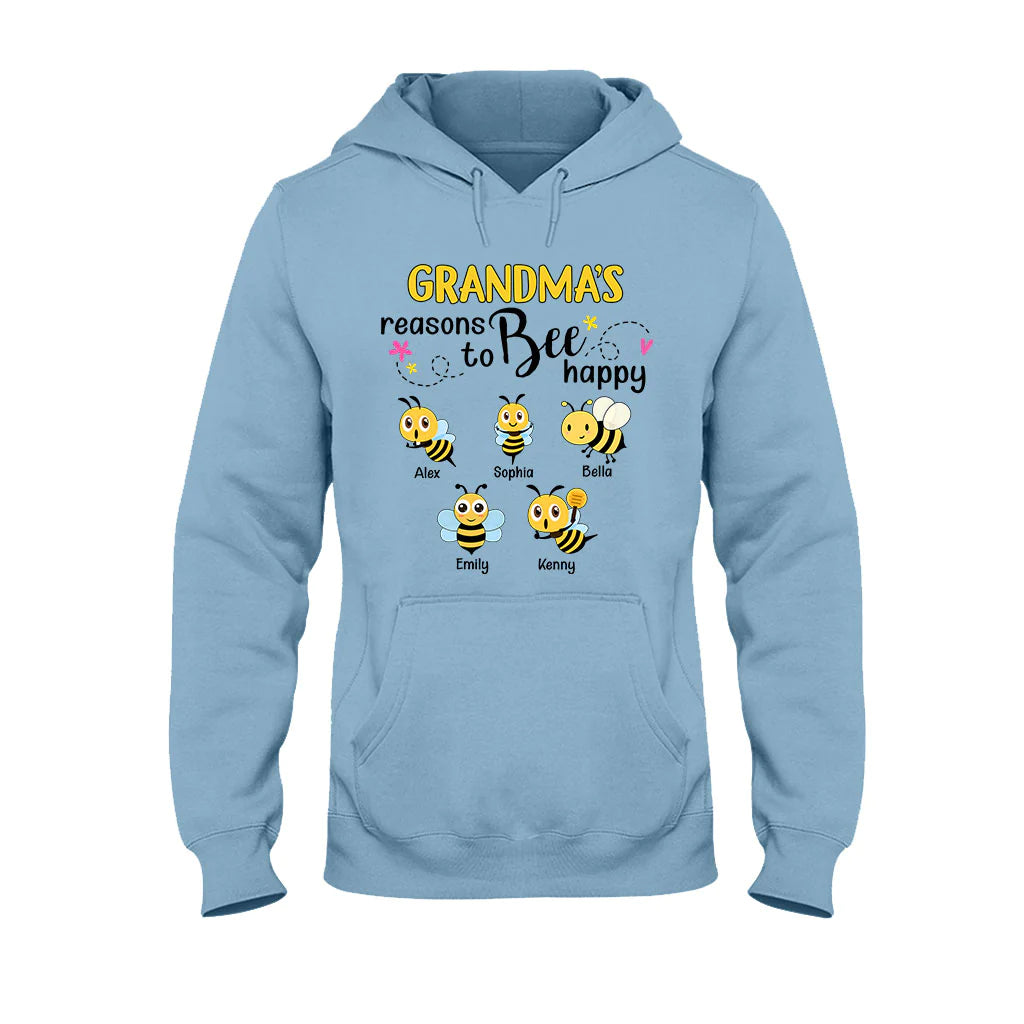 Grandma's Reasons To Bee Happy Personalized Bee T-shirt Hoodie