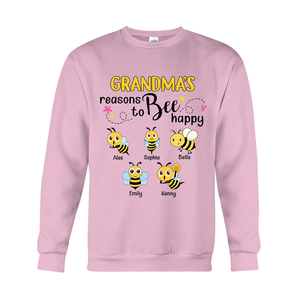 Grandma's Reasons To Bee Happy Personalized Bee T-shirt Hoodie