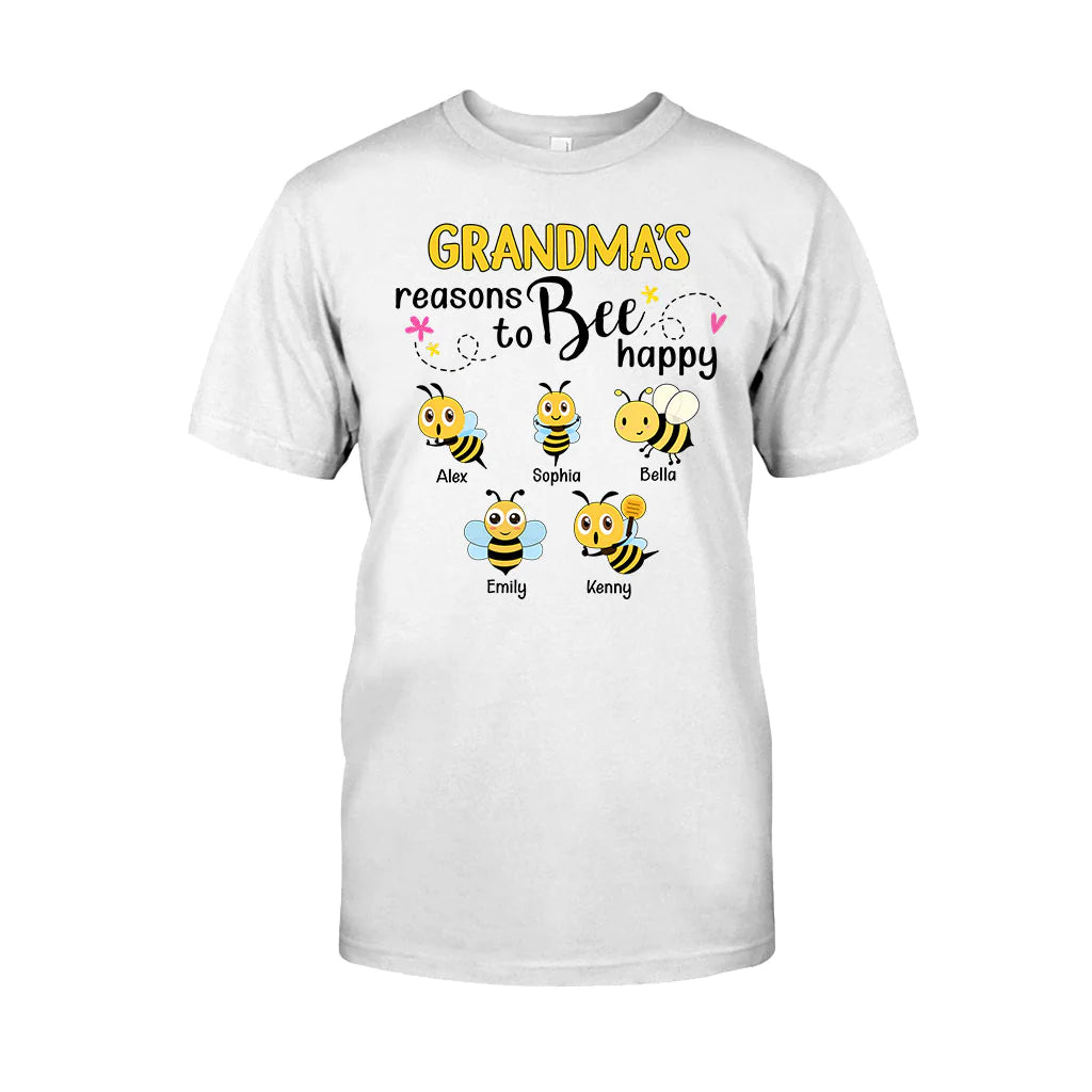 Grandma's Reasons To Bee Happy Personalized Bee T-shirt Hoodie