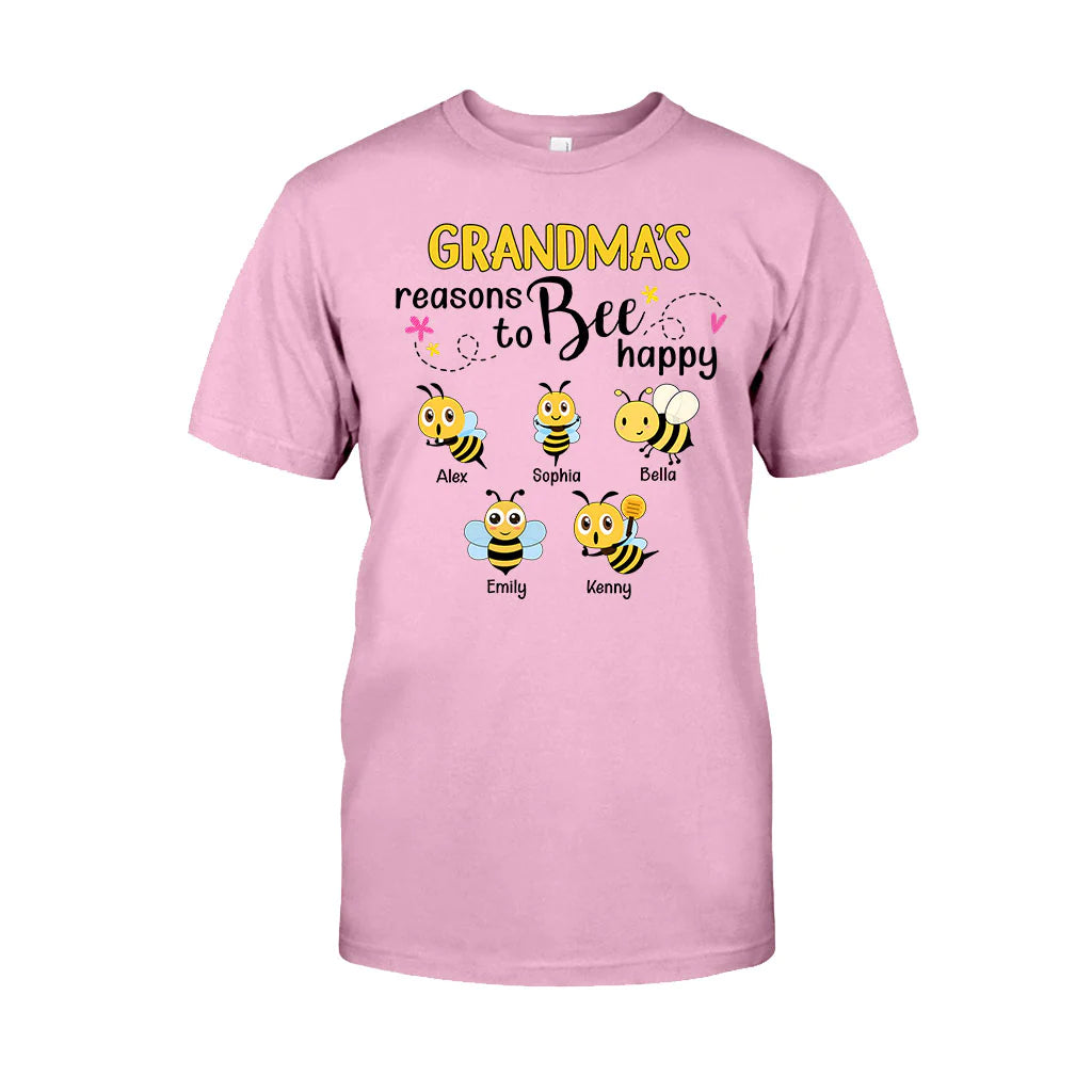 Grandma's Reasons To Bee Happy Personalized Bee T-shirt Hoodie