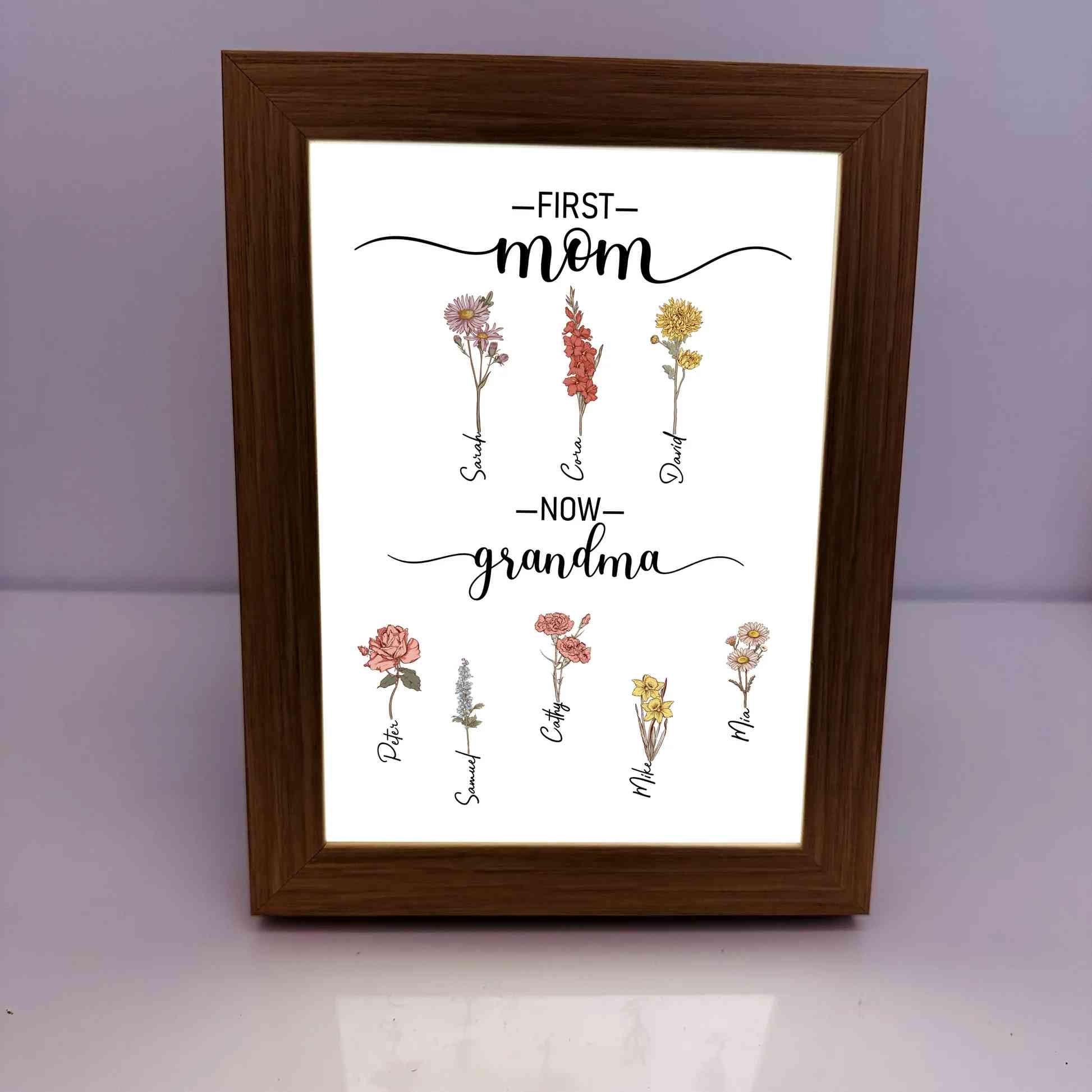 First Mom Now Grandma - Personalized LED Light Box