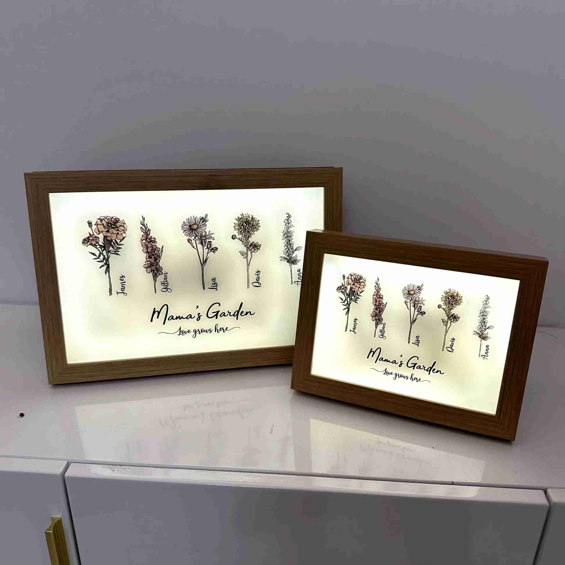 Mom's Garden is Her Children Personalized LED Light Box