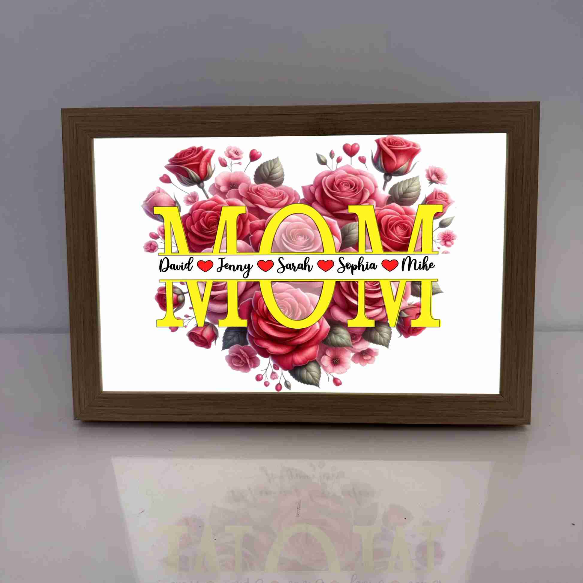 Personalized LED Flower Heart Light Box