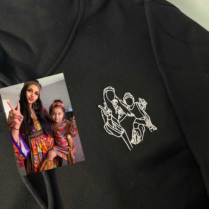 Parent-Child Photo Outline Embroidered Sweatshirt-🎉Surprise Mother's Day gift