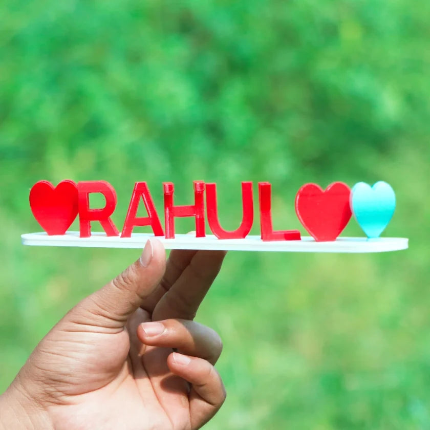 Personalized 3D Dual Name Plank with Heart