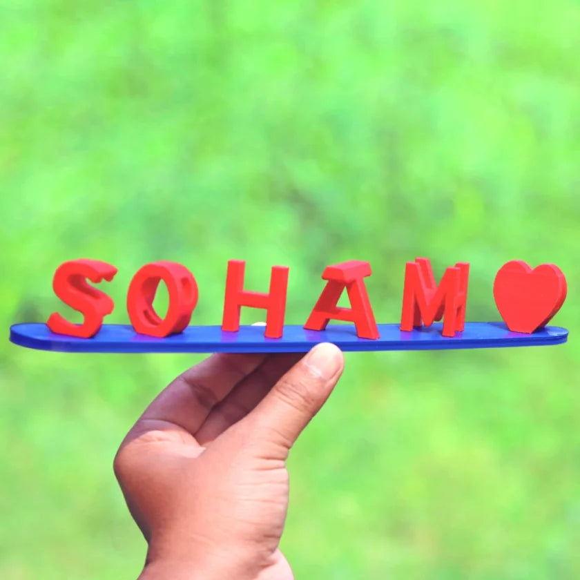 Personalized 3D Dual Name Plank with Heart