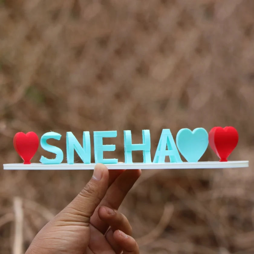 Personalized 3D Dual Name Plank with Heart