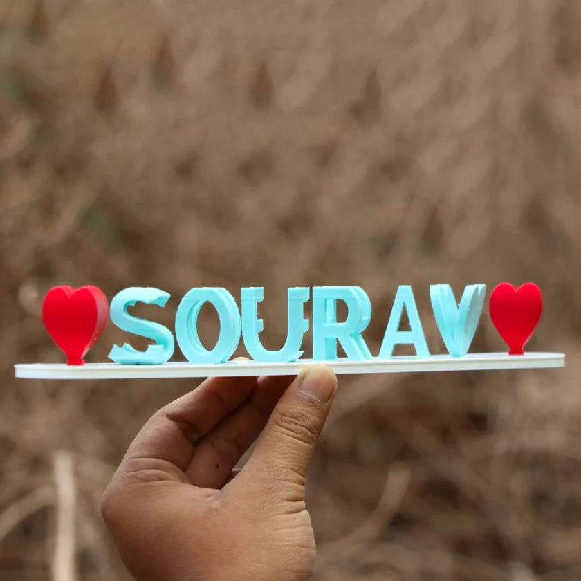 Personalized 3D Dual Name Plank with Heart