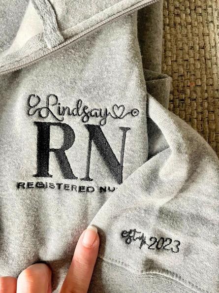 Personalized Nurse Embroidered Quarter Zip Sweatshirt With Sleeve Text