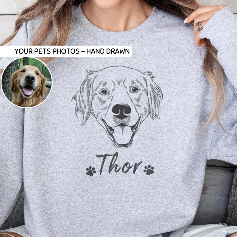 Custom Hand Drawn Pet Portrait Sweatshirt