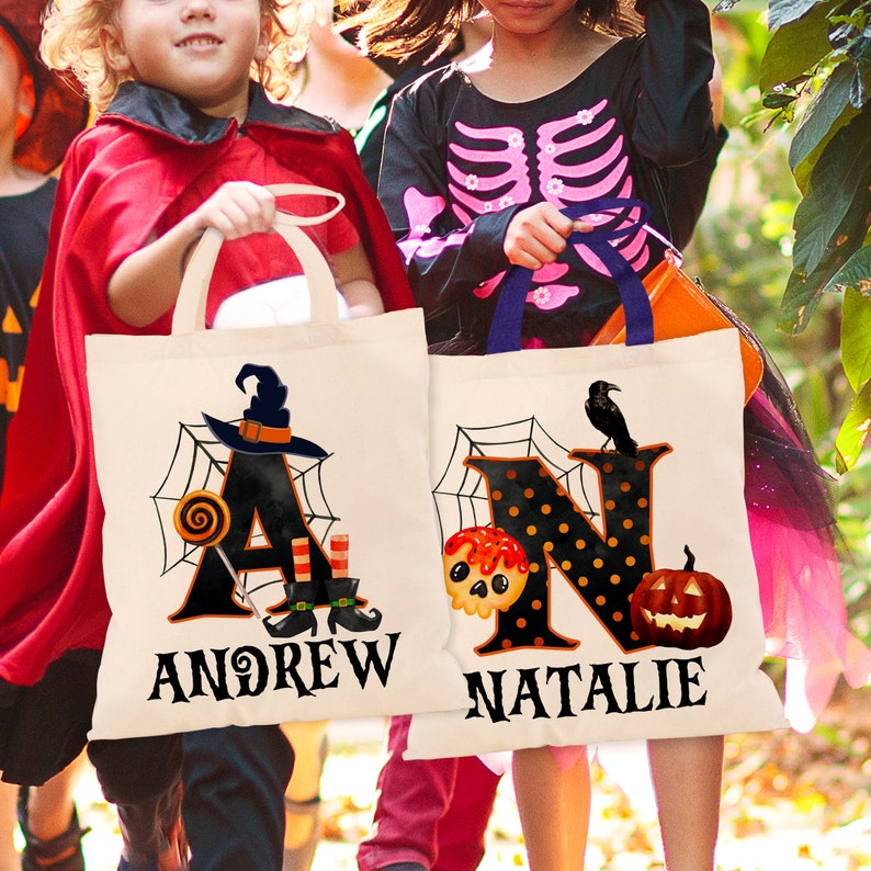 Custom Trick Or Treat Tote Halloween Bag, Candy Tote Bags Halloween Basket