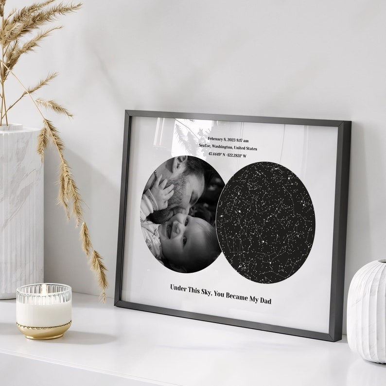 The Day You Became My Dad Custom Star Map - First Time Dad Gift, Night Sky By Date Print