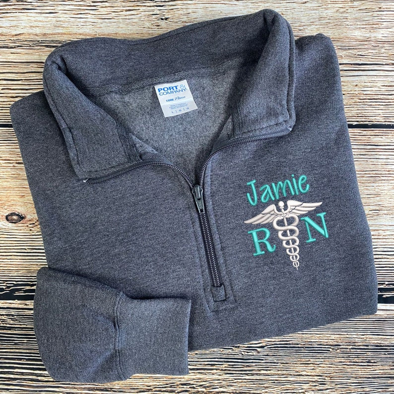 Personalized Embroidery Nurse Zip Sweatshirt | Nurse Quarter Zip