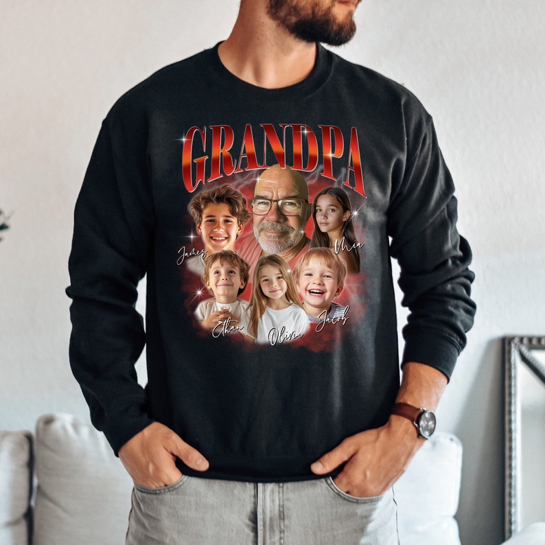 Personalized Grandpa Vintage Photo T-shirt For Father's day gift