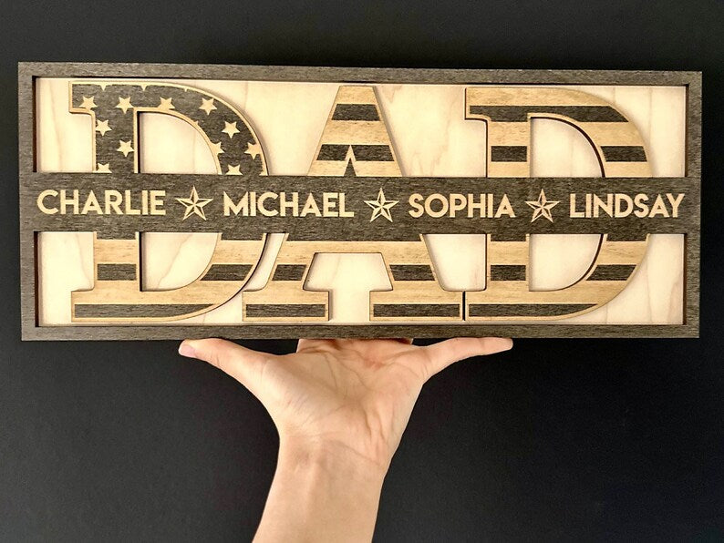 Gifts for Dad Personalized Wood Sign, Custom Dad Sign, Gift to Father