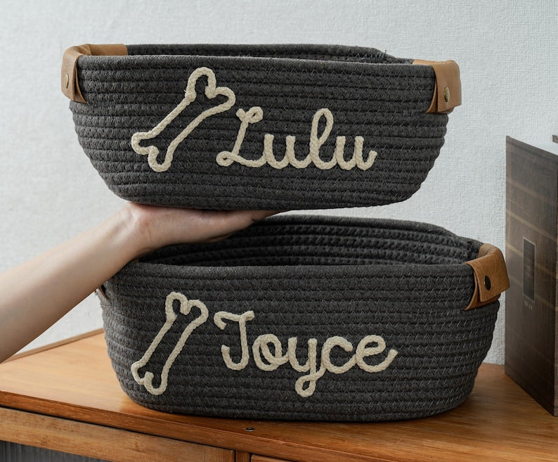 Custom Pet Toy Baseket, Personalized Puppy Basket, Pet Name Gift Toy