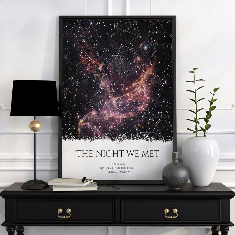 Custom Star Night Sky Print Map - Unique Romantic Gift for Him or Her