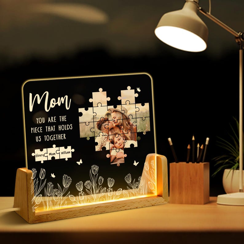 Custom Personalized Photo Piece Night Light Plaque,Mother's Day Gifts