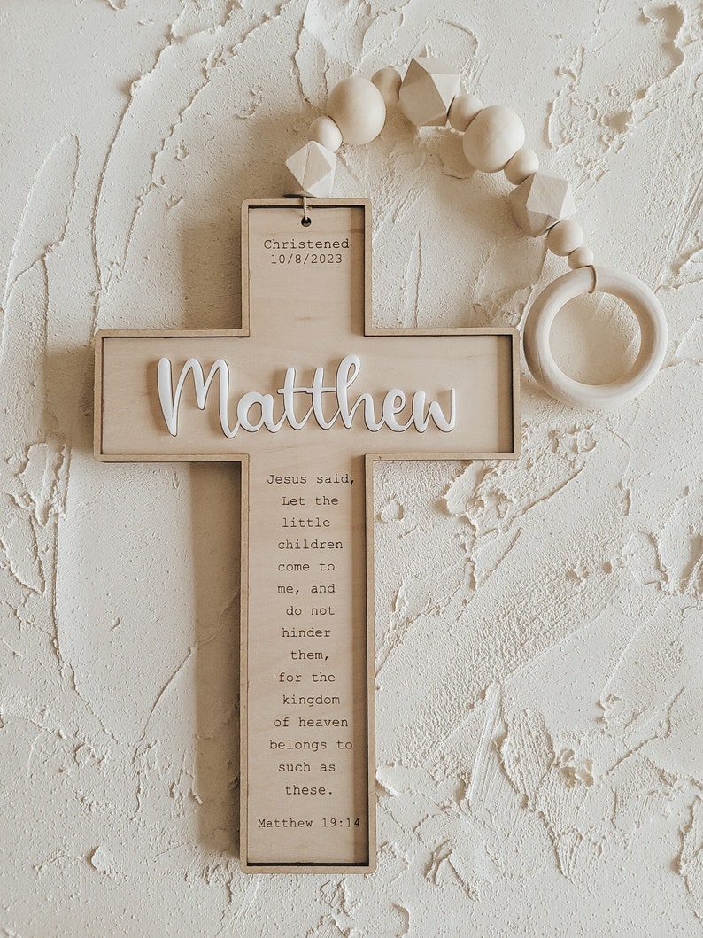 Personalized Baptism Gift, Beaded Wall Cross