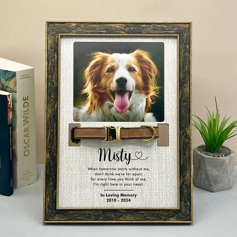 Custom Pet Memorial Collar Standing Frame With Photo