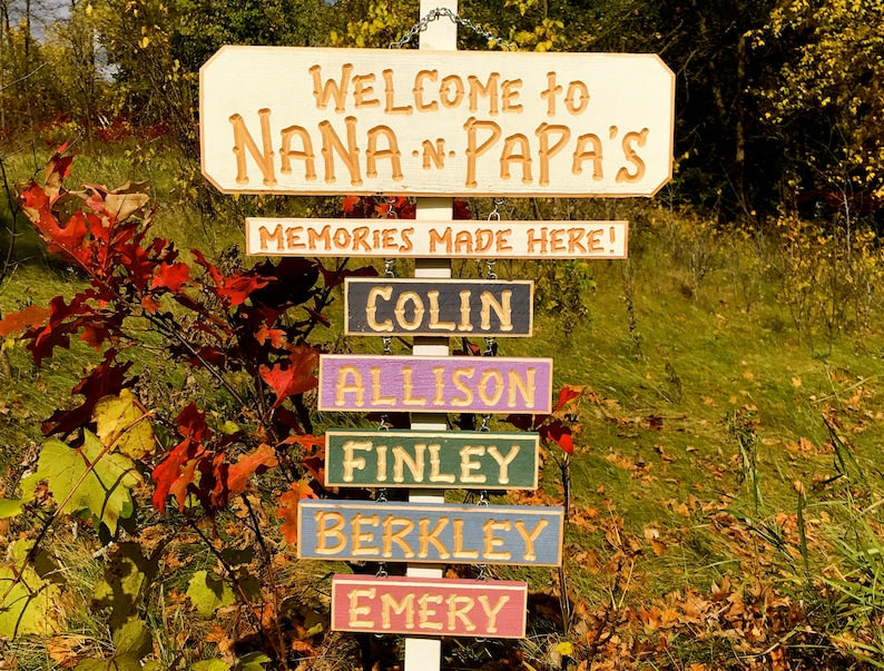 NANA PAPA GRANDPA Grandma Grandchildren Carved signs