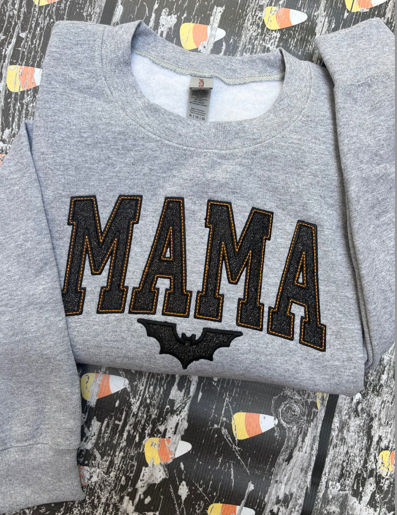 Embroidered Halloween Glitter Mama Sweatshirt