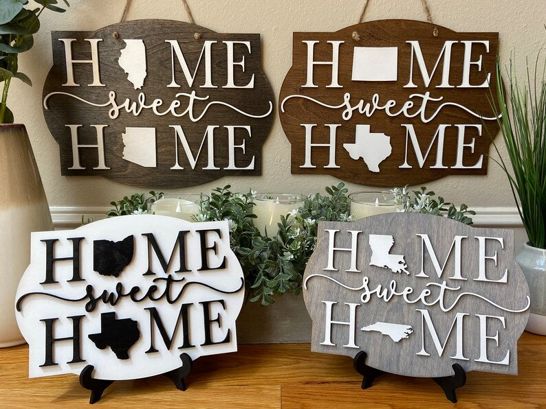 Custom Two States Wood Sign, Home Sweet Home States Sign, Housewarming Gift, Farewell Gift, Long Distance Gift, Moving Gift, Wedding Gift