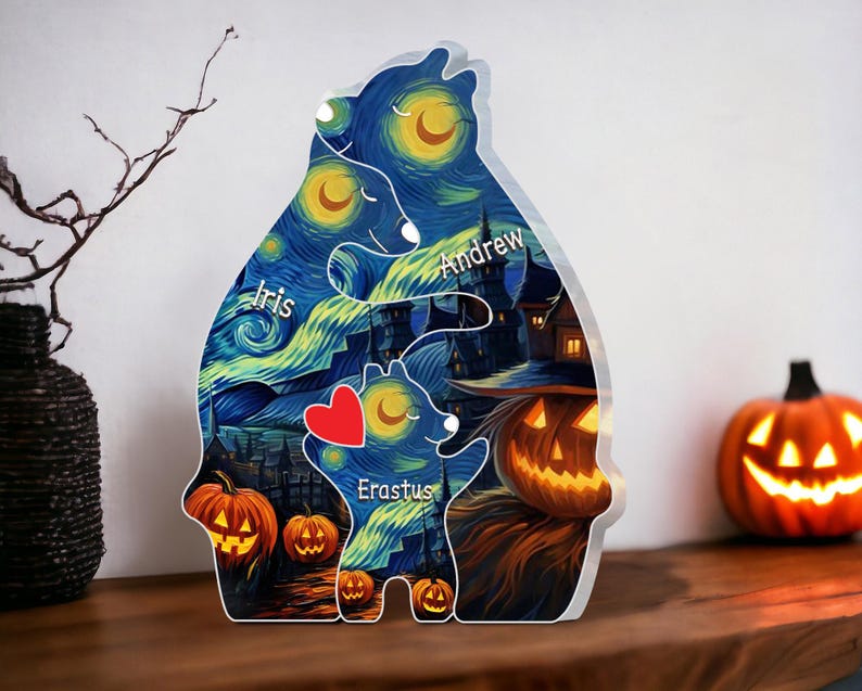 Personalized Halloween Decoration Bear Family Puzzle