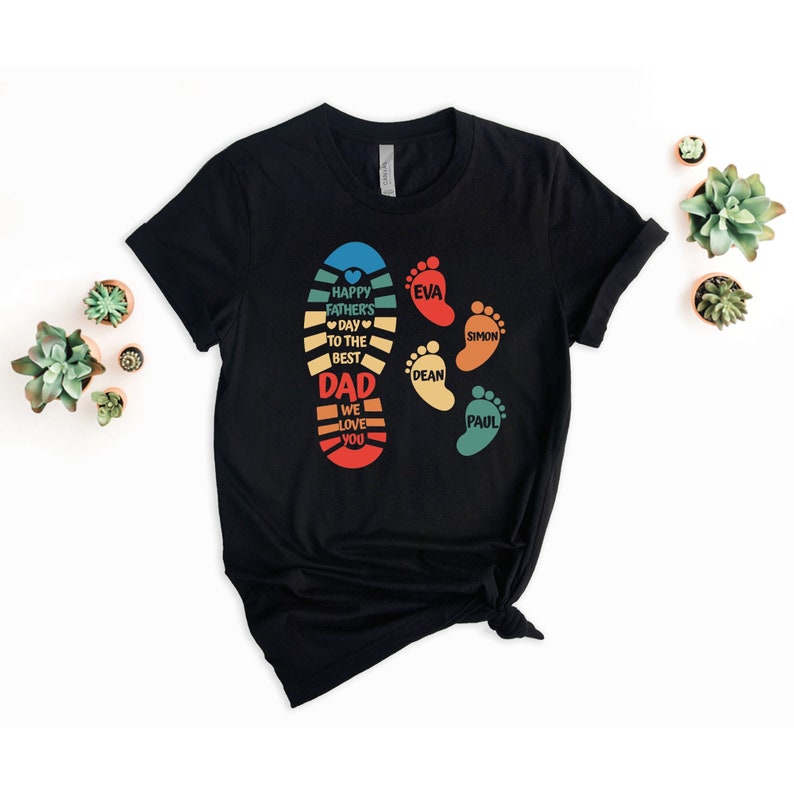 Personalized Dad And Kids Footprints Names Shirt, Dad and Kids Footprints Shirt