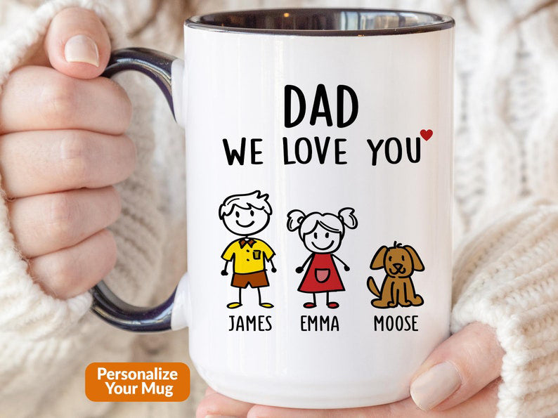 Dad Mug, Fathers Day Gift From Daughter Son Kids Wife Dad Gift Funny Coffee Cup Personalized Stick