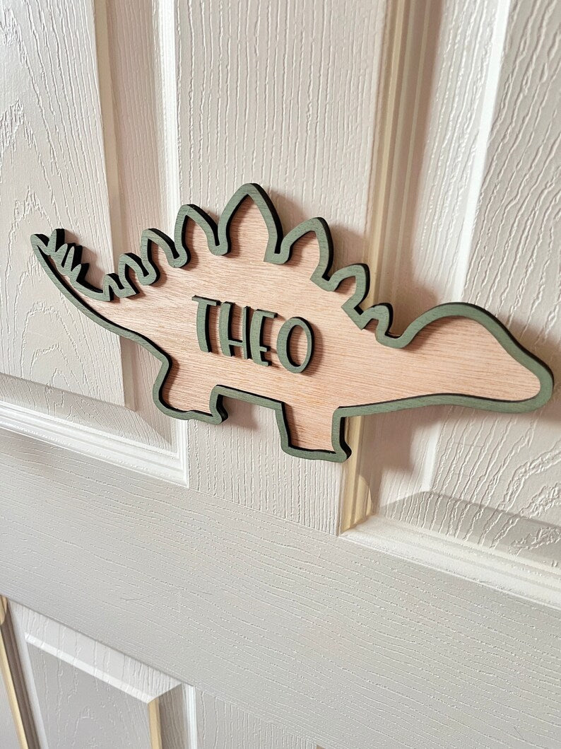 Personalised Dinosaur Door Sign Name Letter