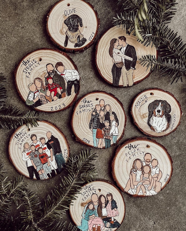 Personalized Family Portrait Christmas Ornament Gift